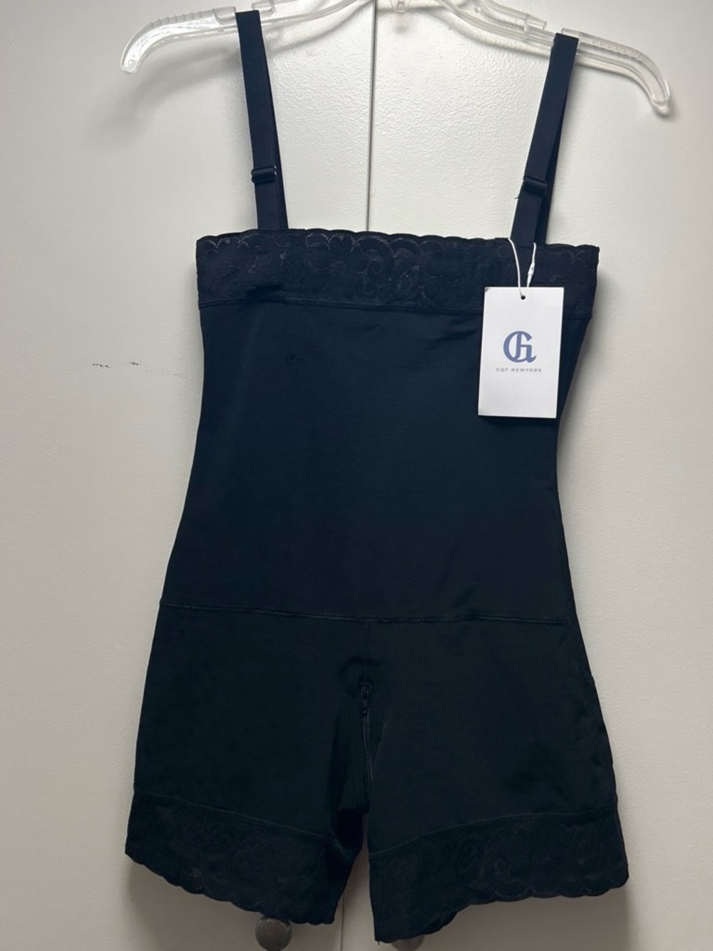 Black Lace Trim Shapewear Tank with Adjustable Straps